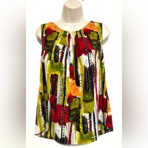 Sleeveless Abstract Print Tank Top in Multi-Color